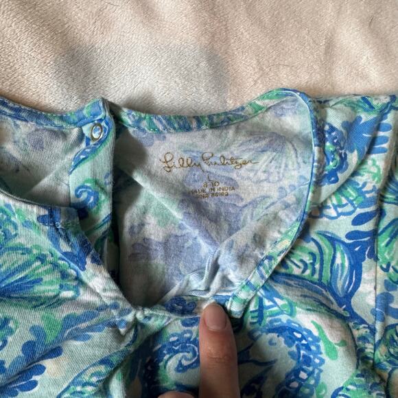 Lilly Pulitzer Girls Blue Floral Large Cotton Jumpsuit - Picture 4 of 4